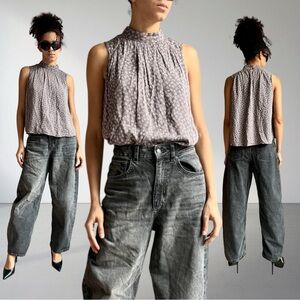 Cloth & Stone Liana Floral Sleeveless Mock Neck Blouse